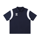 Contrast Panel Cotton Polo Shirt