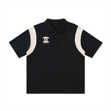 Contrast Panel Cotton Polo Shirt