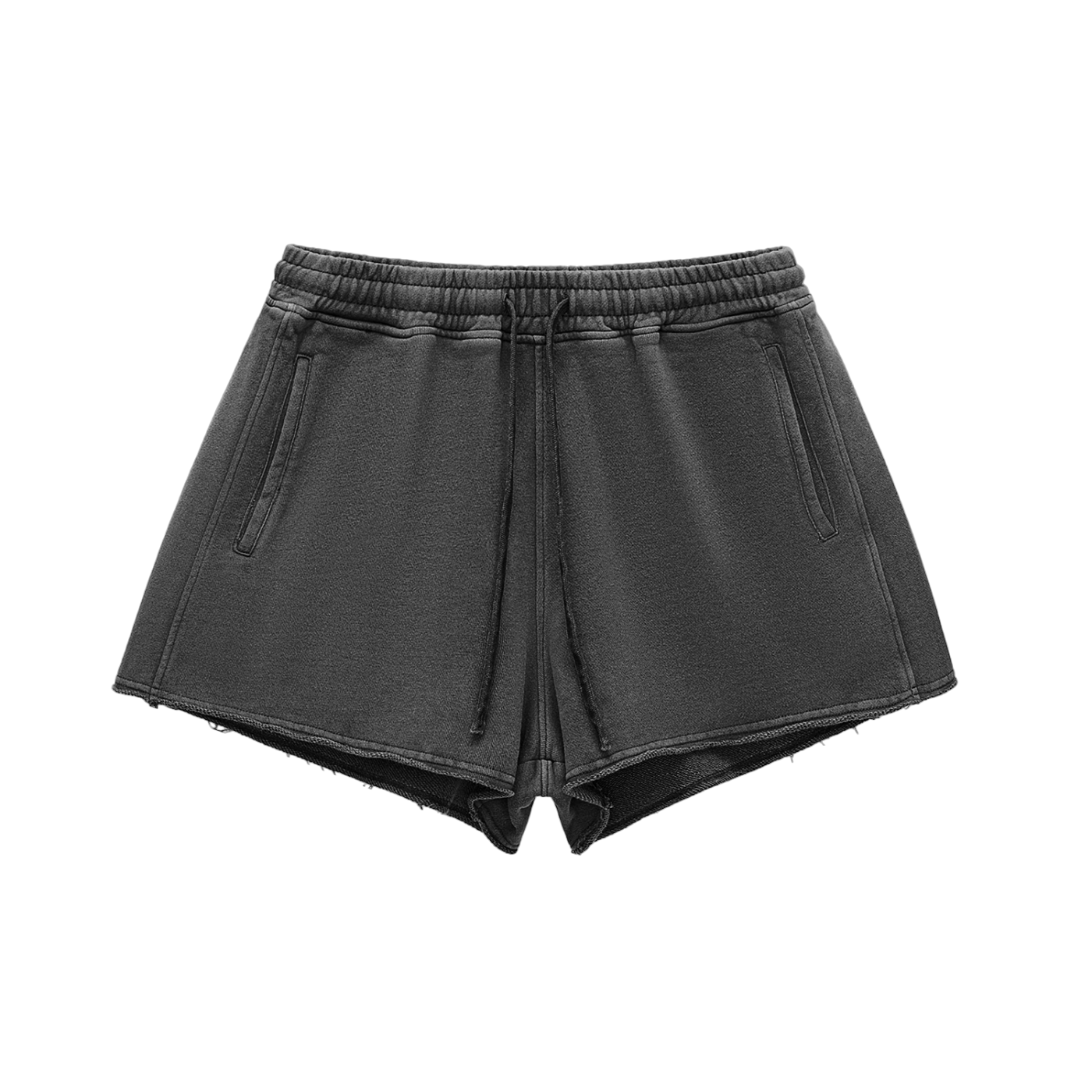 Snow Washed Raw Edge Drawstring Shorts Secondary image