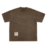 Snow Washed Raw-Edge Neckline T-Shirt