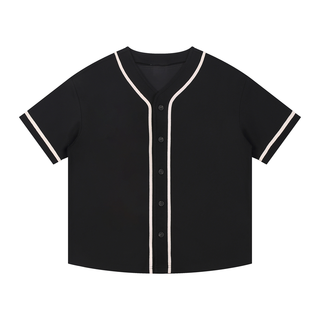 Contrast Piped Button-Up Jersey