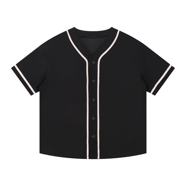 Contrast Piped Button-Up Jersey