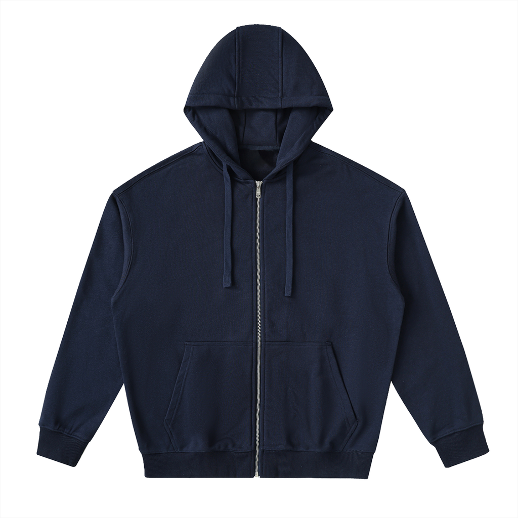 Drop-Shoulder Zip Up Hoodie