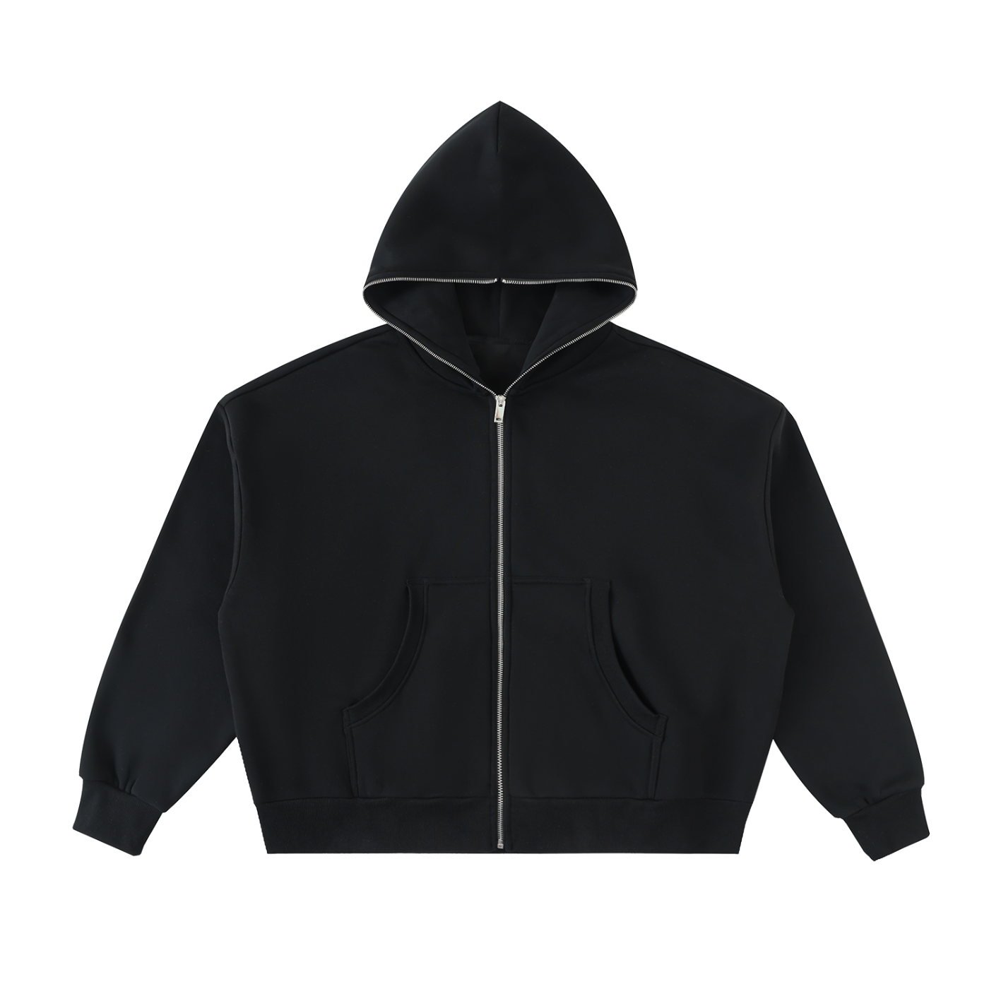 Fleeced Full-Zip Boxy Hoodie Secondary image