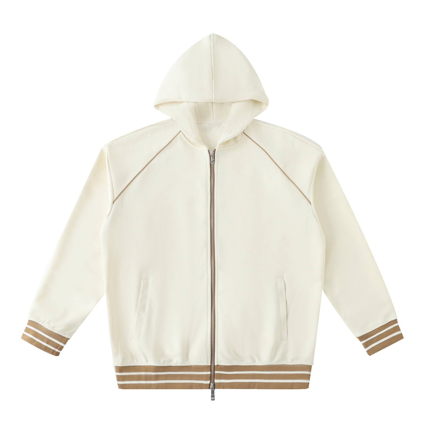 Striped Trim Zip-Up Hoodie Secondary image