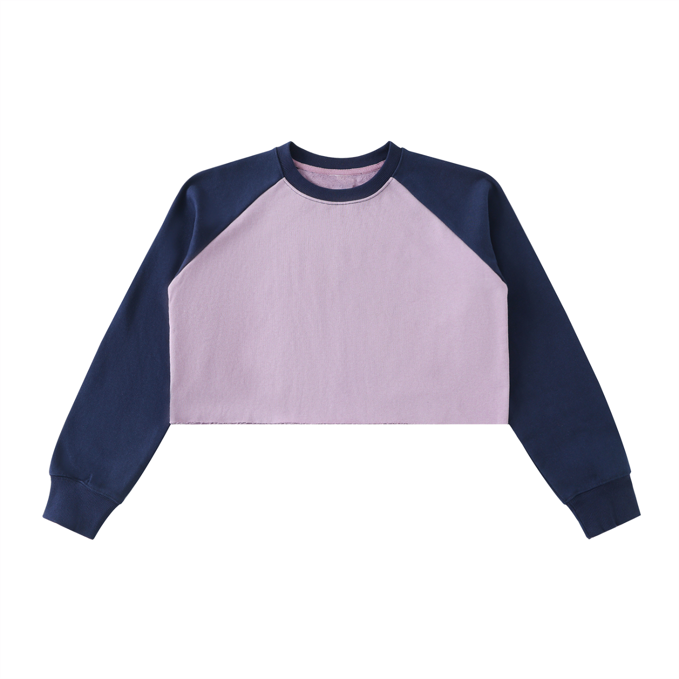 Raw-Hem Color-Block Raglan Crop Sweatshirt Secondary image