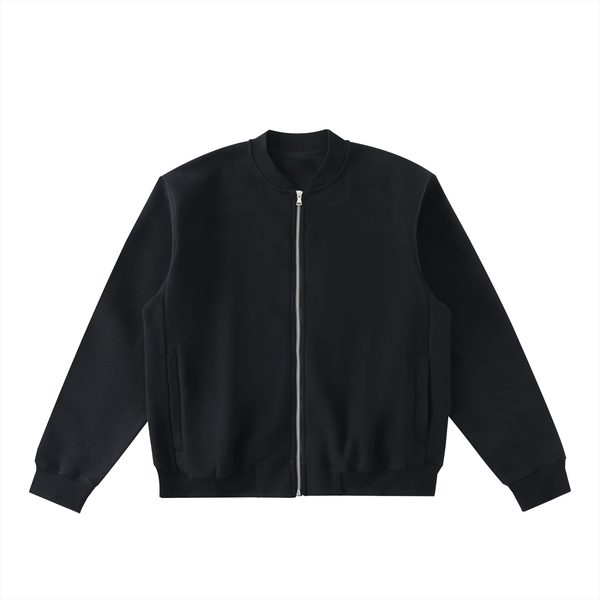 Essential Zip-Up Fleeced Varsity Jacket