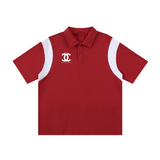 Contrast Panel Cotton Polo Shirt