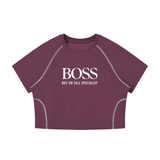 Women's Contrast Stitch Raglan Crop T-Shirt