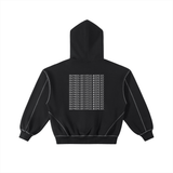 Contrast-Stitched Boxy Fleece Zip Hoodie