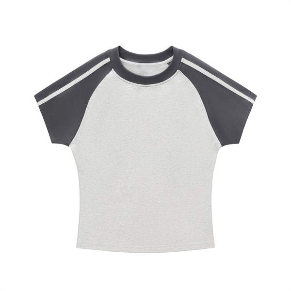 Contrast Stripes Bodycon Raglan  Sleeve T-Shirt