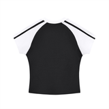 Contrast Stripes Bodycon Raglan  Sleeve T-Shirt