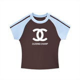 Contrast Stripes Bodycon Raglan  Sleeve T-Shirt