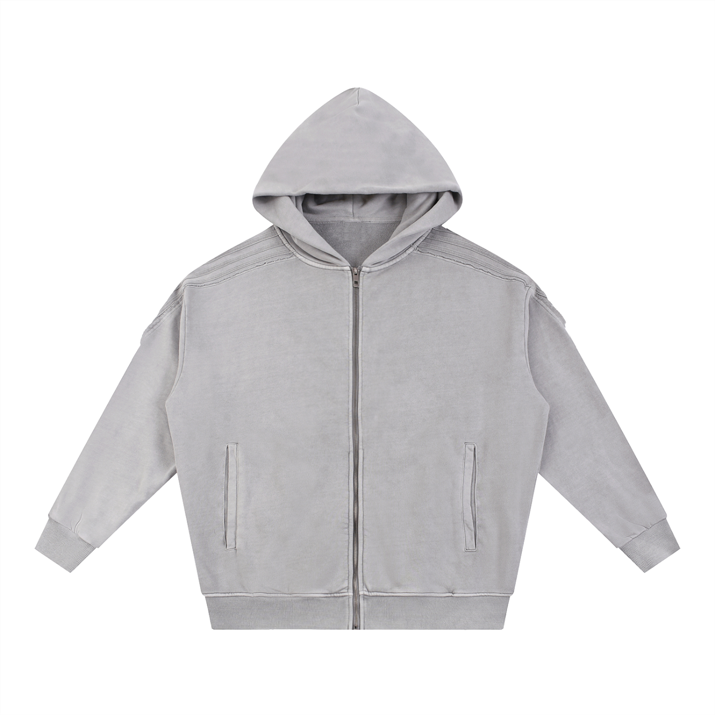 Snow Washed Tape Raw Edge Zip Hoodie Secondary image