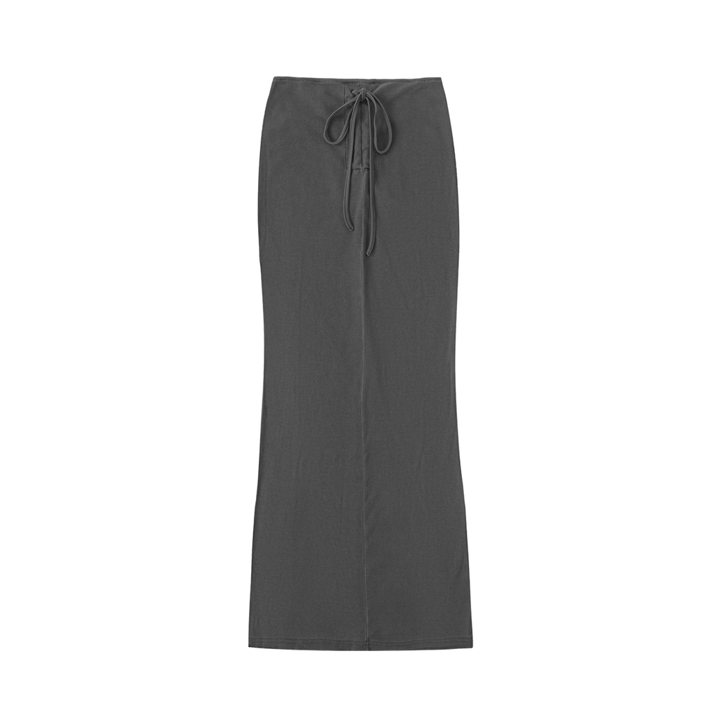 Dyed Washed Drawstring Maxi Skirt