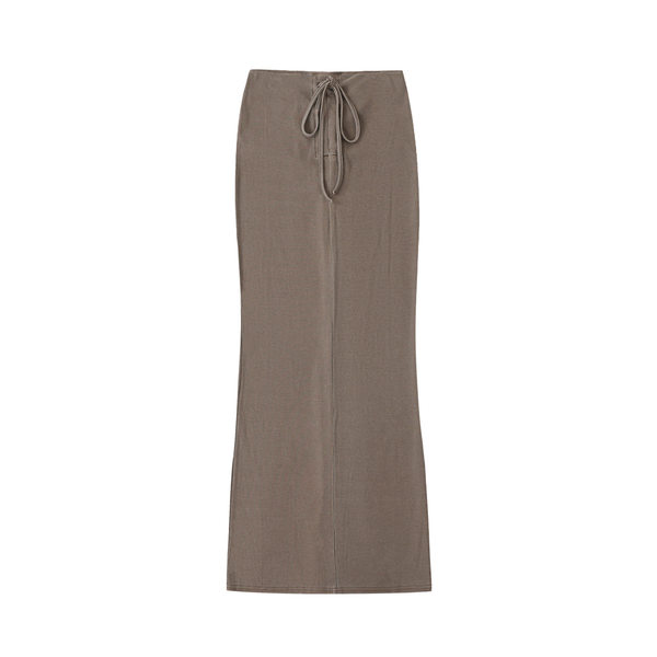 Dyed Washed Drawstring Maxi Skirt