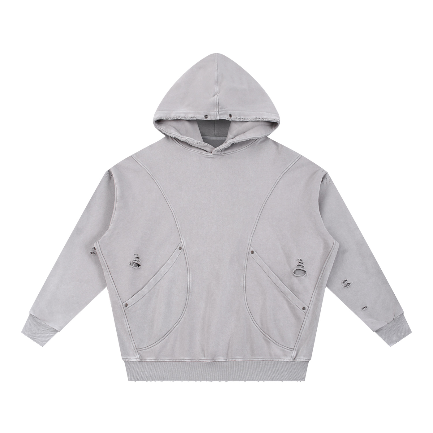 Snow Washed Distressed Panel Pocket Hoodie Secondary image