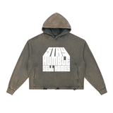 Vintage Washed Frayed-Hem Hoodie