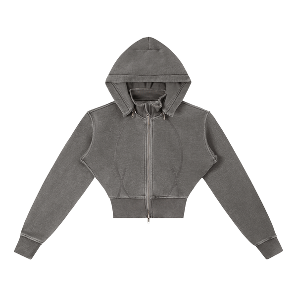 Vintage Washed Cropped Fleece Hoodie