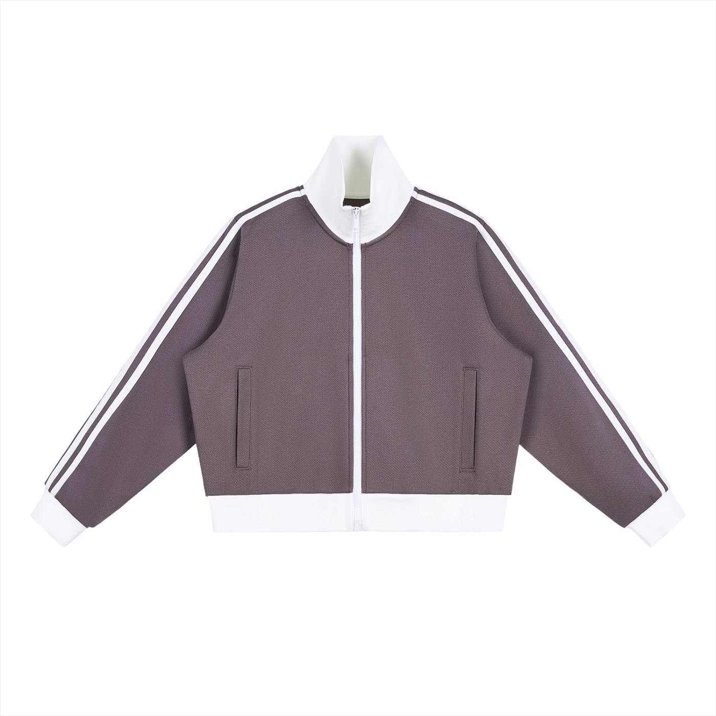 Contrast Side Stripe Fleece Cropped Track Jacket Secondary image