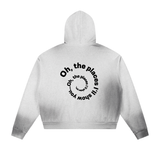 Sun Fade Frayed Raw Edge Fleece Zip Hoodie