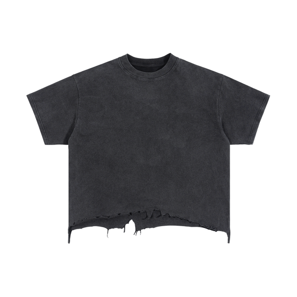 Vintage Wash Boxy Distressed Hem T-Shirt