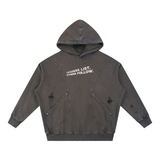 Snow Washed Distressed Panel Pocket Hoodie
