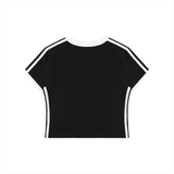 Women's Retro Binding V-Neck Crop T-Shirt