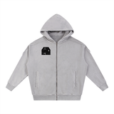 Snow Washed Tape Raw Edge Zip Hoodie