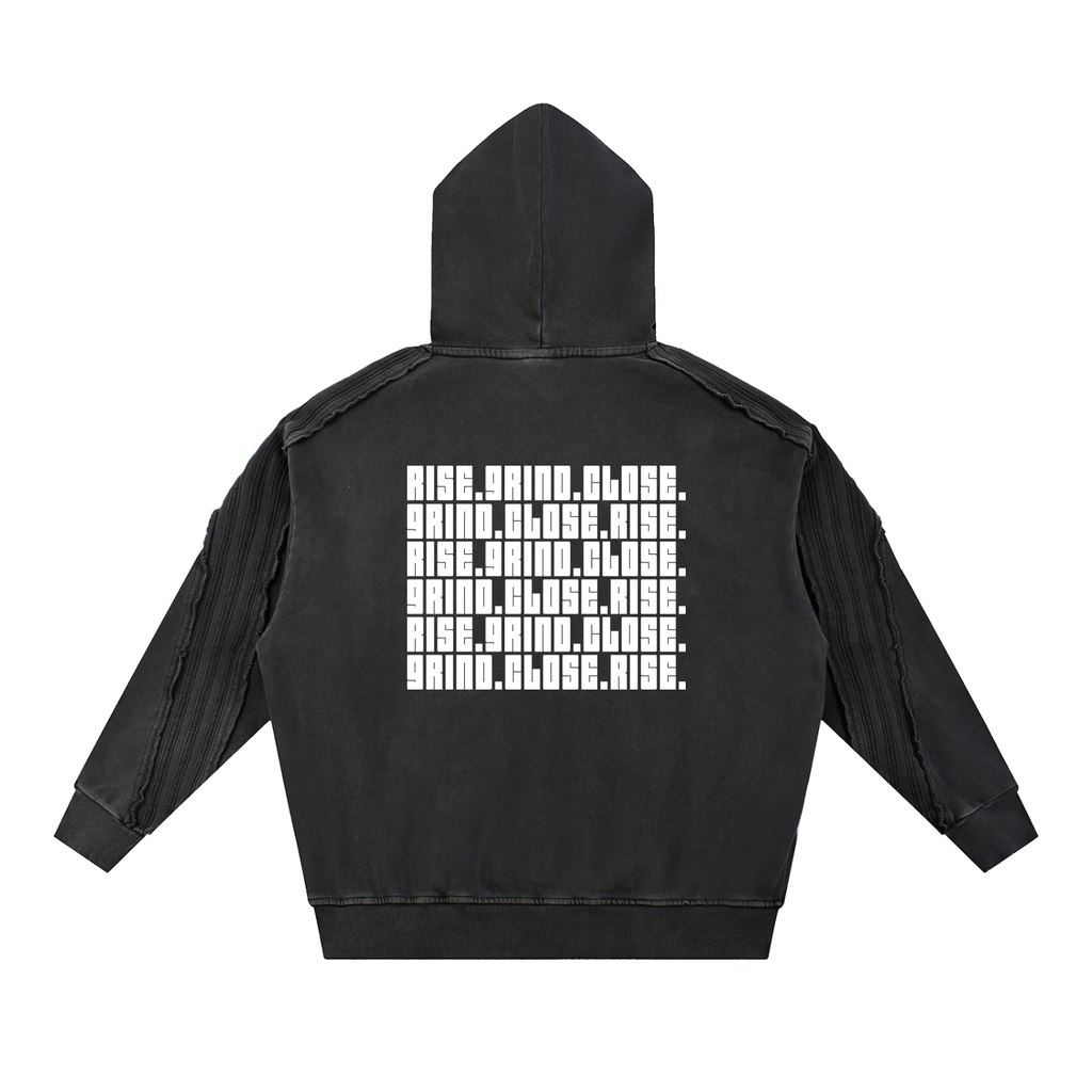 Snow Washed Tape Raw Edge Hoodie