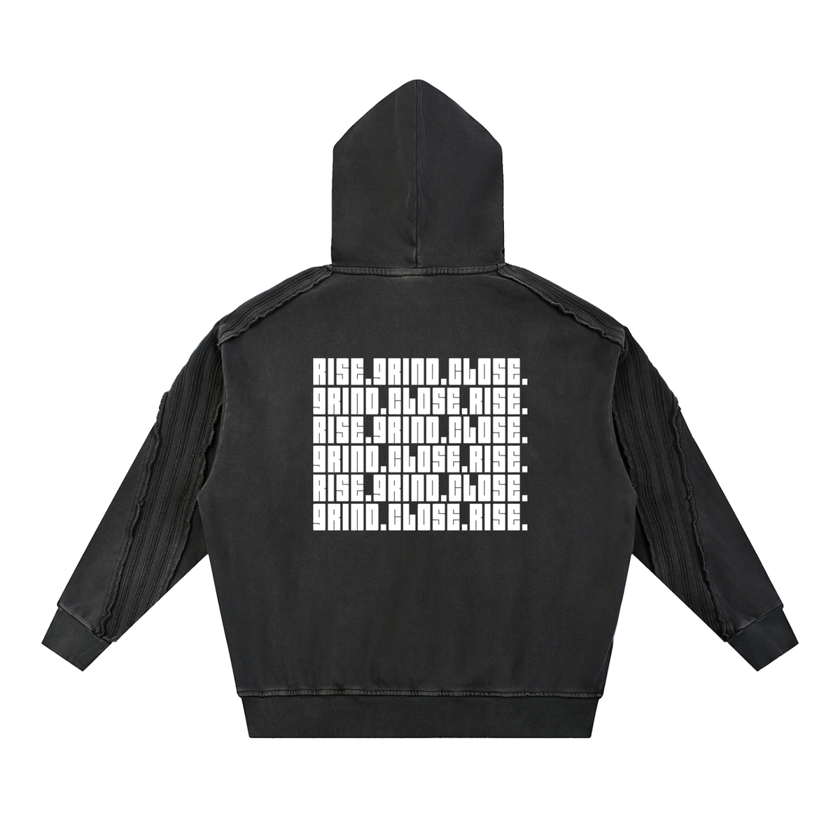 Snow Washed Tape Raw Edge Hoodie