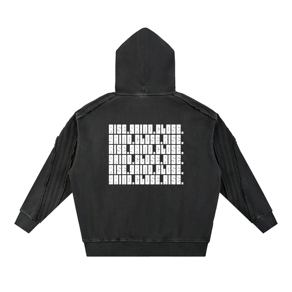 Snow Washed Tape Raw Edge Hoodie