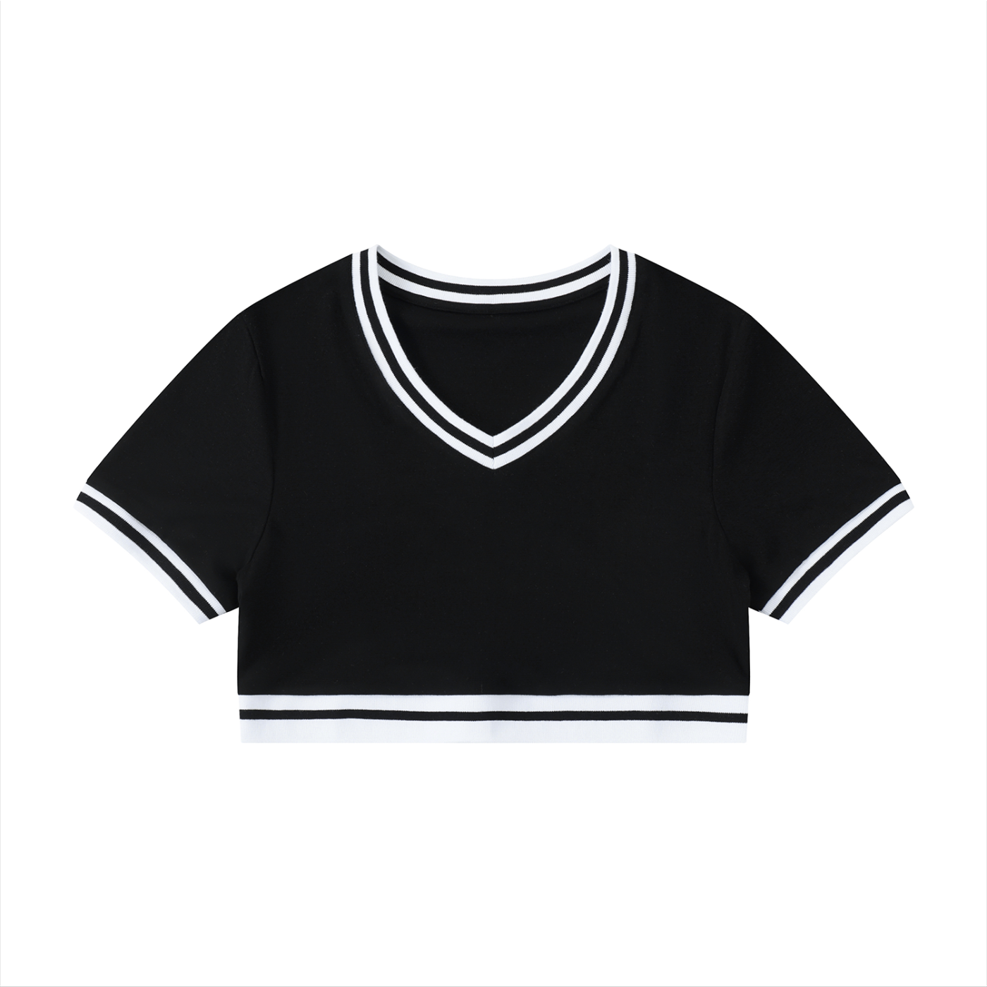 Women's Color Block V-Neck Crop T-Shirt Secondary image