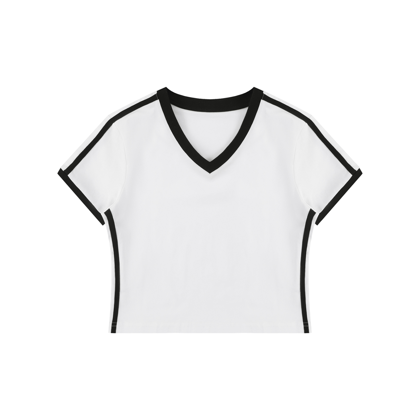 Women's Retro Binding V-Neck Crop T-Shirt Secondary image