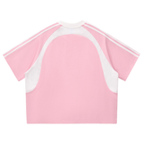 Contrast Stripes Panel Mesh T-shirt
