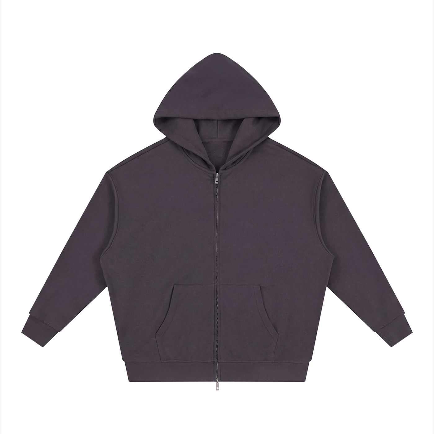 Unisex Loose Solid Full Zip Hoodie Secondary image