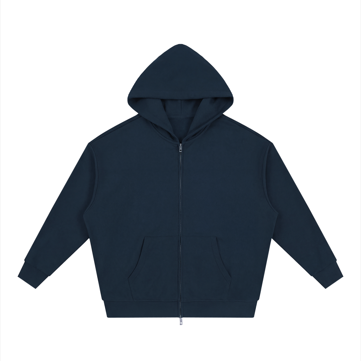 Unisex Loose Solid Full Zip Hoodie