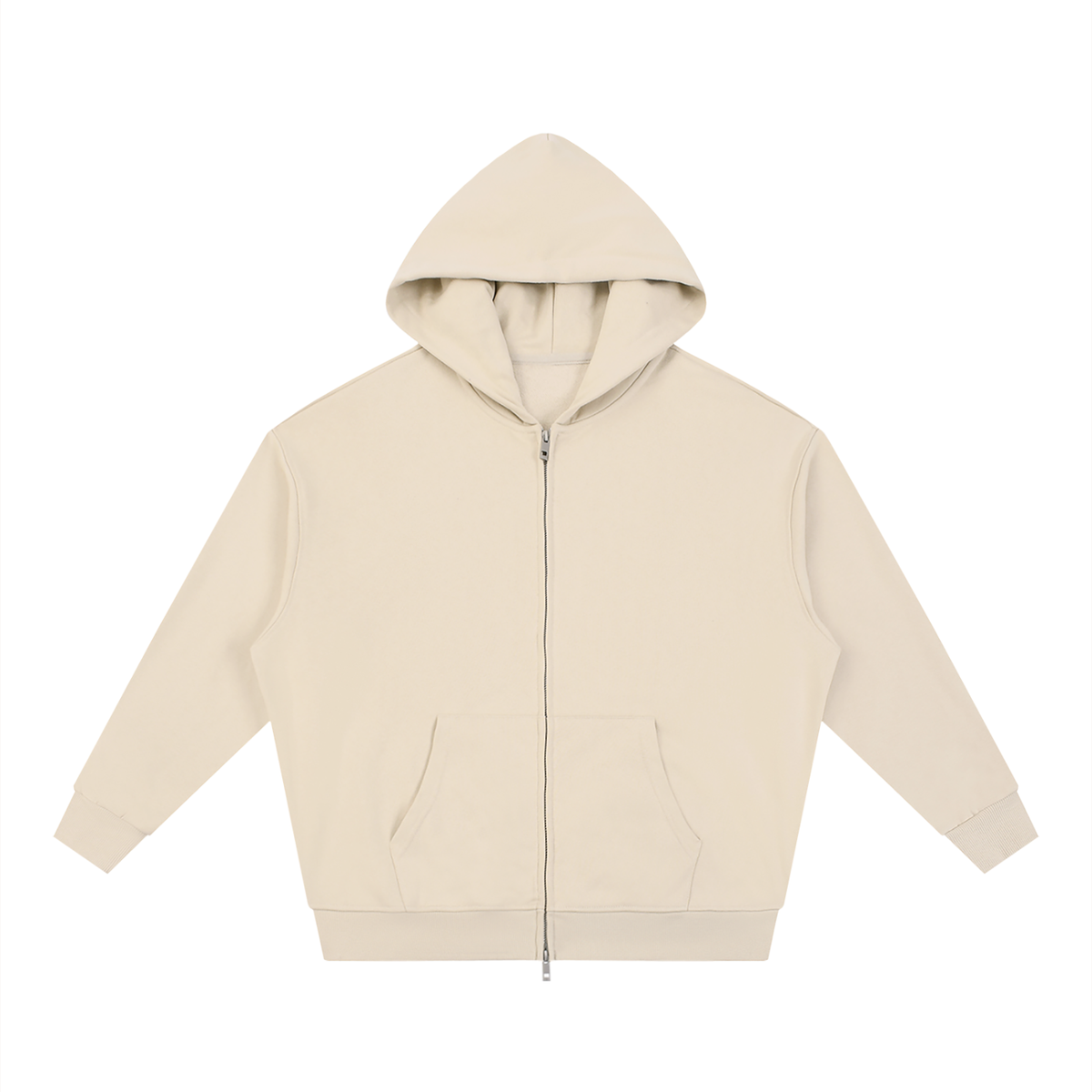 Unisex Loose Solid Full Zip Hoodie