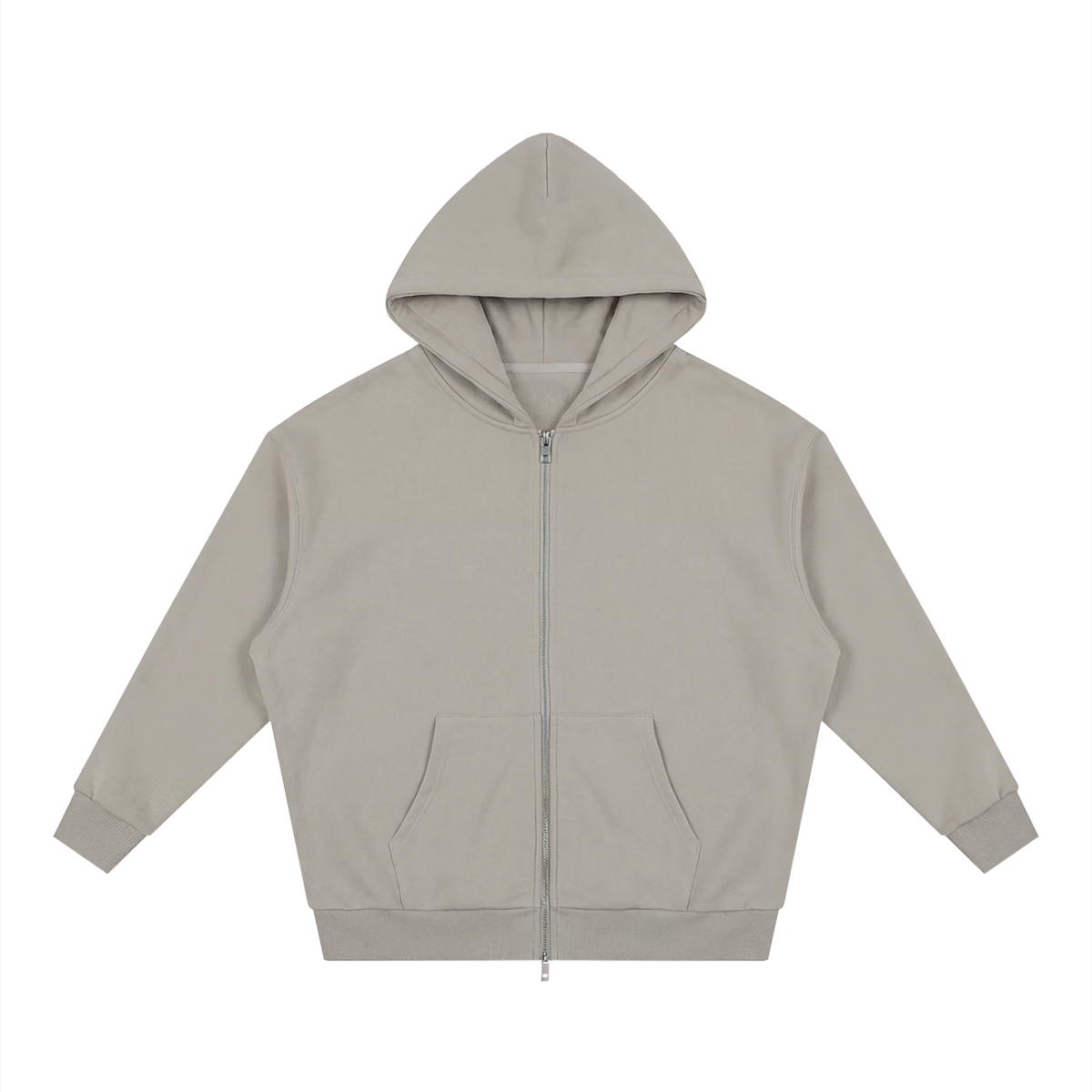 Unisex Loose Solid Full Zip Hoodie