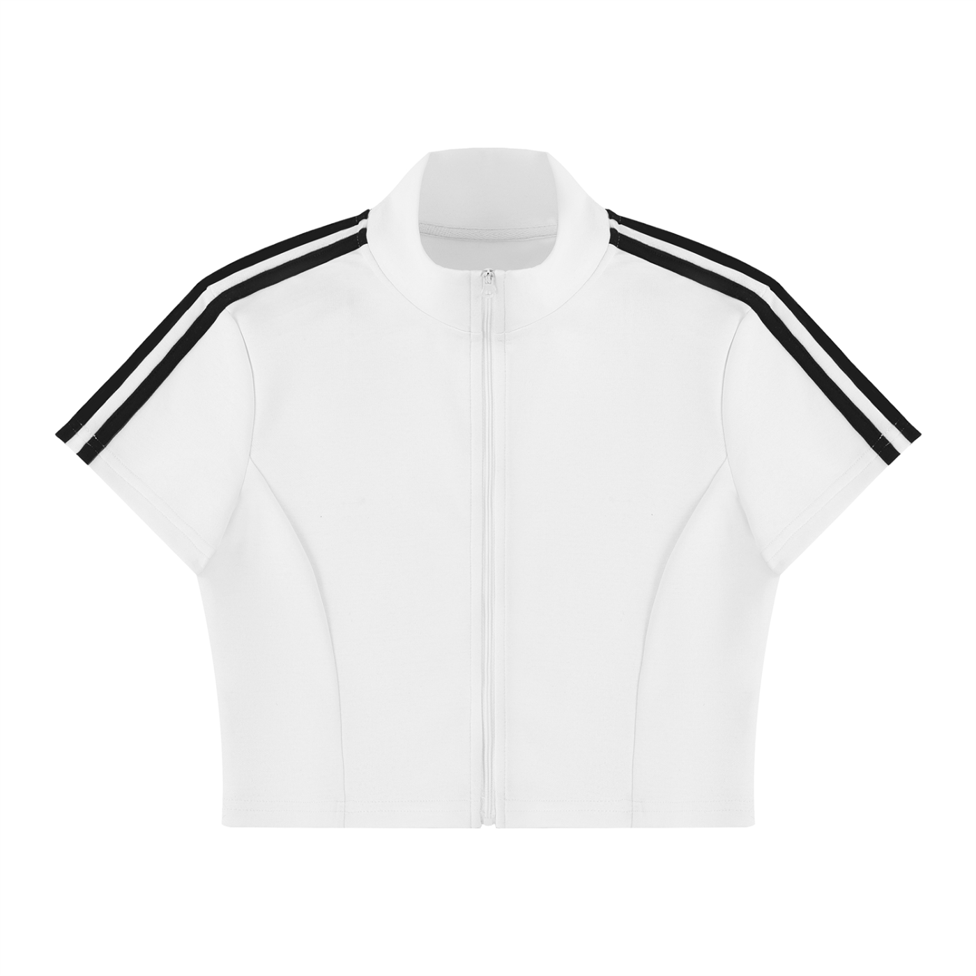 Women's Cropped Full Zip Short Sleeve T-Shirt Secondary image