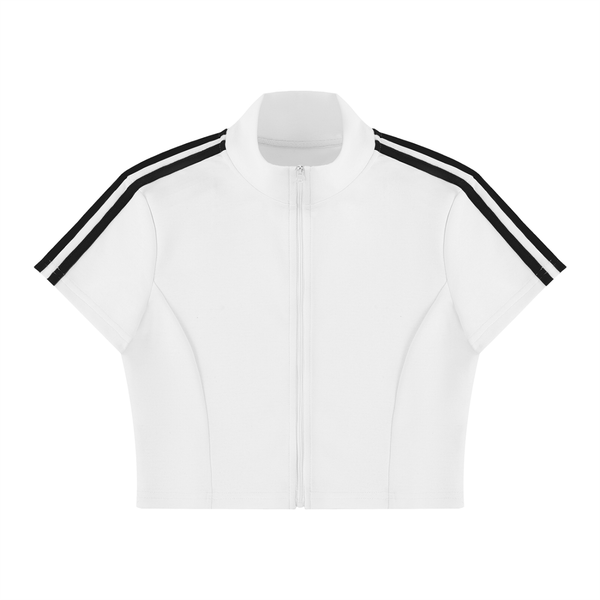 Women's Cropped Full Zip Short Sleeve T-Shirt