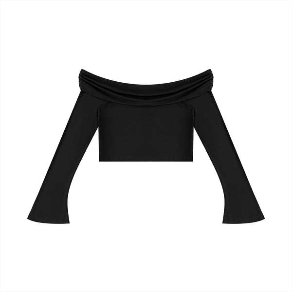 Women's Off-the-Shoulder Bell Sleeve Crop T-Shirt