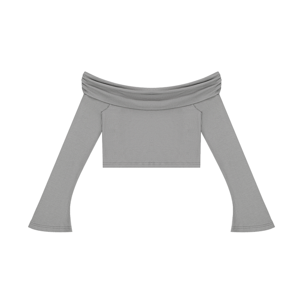 Women's Off-the-Shoulder Bell Sleeve Crop T-Shirt