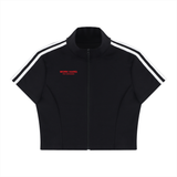 Women's Cropped Full Zip Short Sleeve T-Shirt