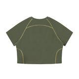 Women's Contrast Stitch Raglan Crop T-Shirt