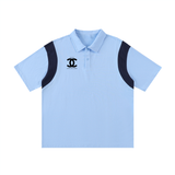 Contrast Panel Cotton Polo Shirt