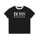 Contrast Edge Ribbed Crewneck T-Shirt