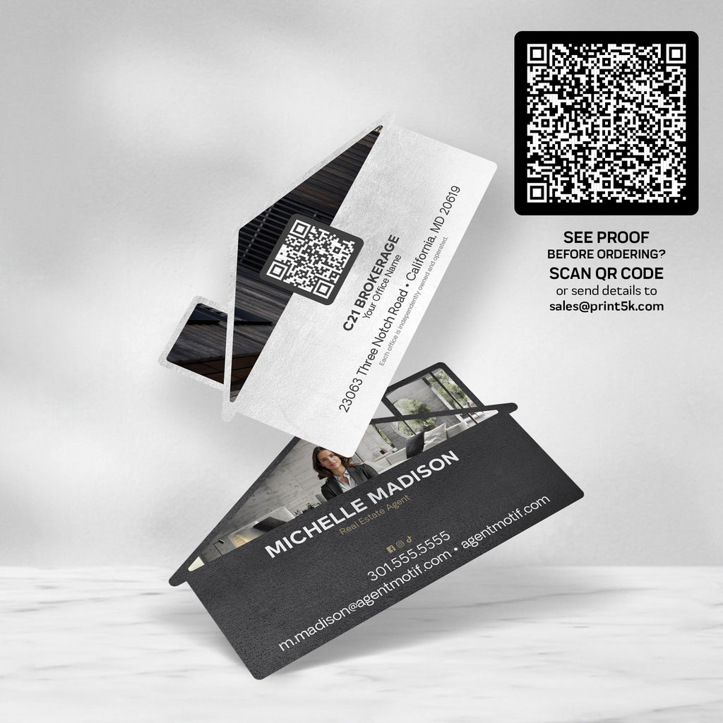 Century 21 Die-Cut Business Card Template 001 | Custom Design & Print