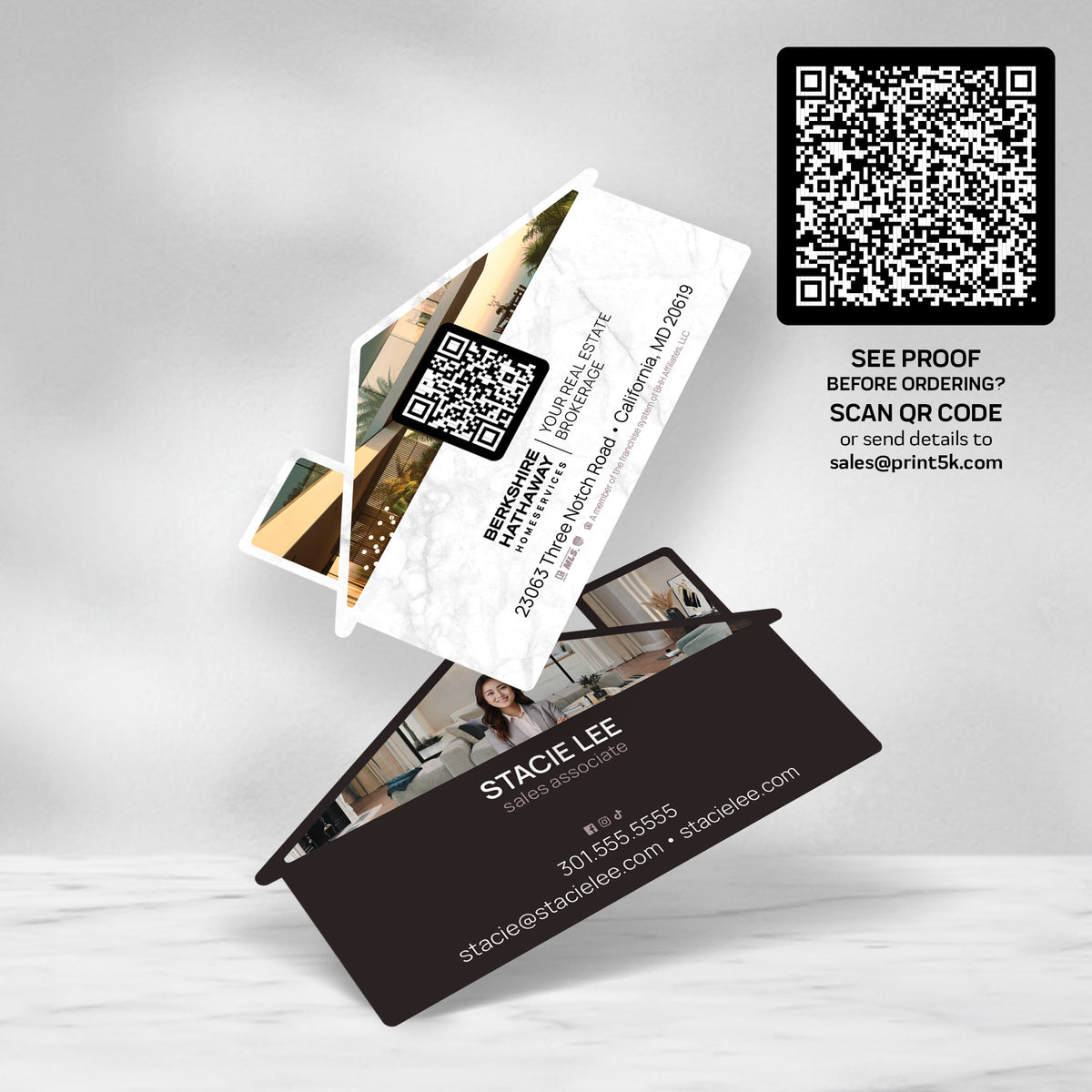 Berkshire Hathaway HomeServices Die-Cut Business Card Template 001 | Custom Design & Print