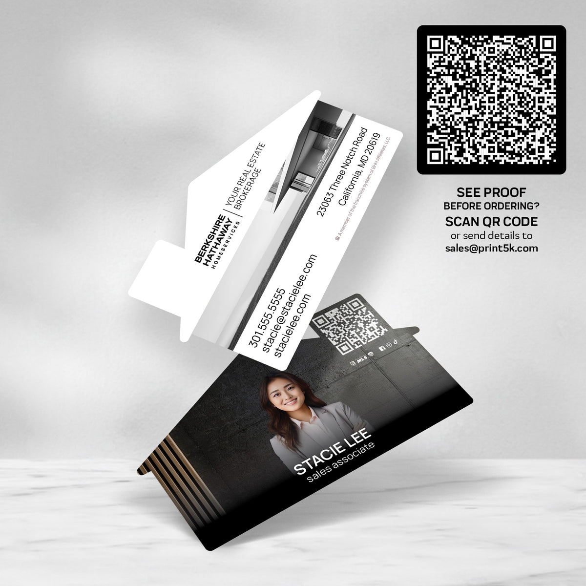 Berkshire Hathaway HomeServices Die-Cut Business Card Template 004 | Custom Design & Print